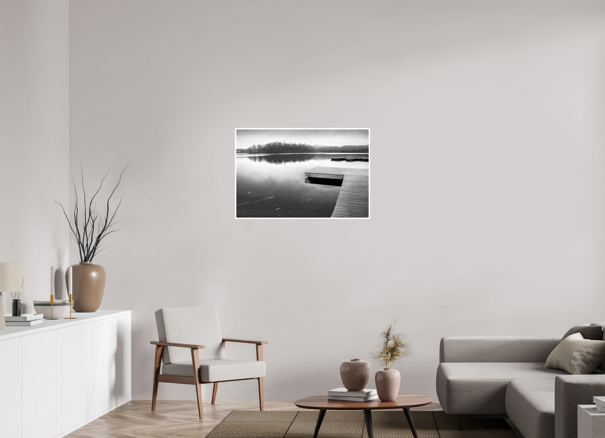 36 x 24″, PP Ilford BW Border Round Lake Foggy Day-4