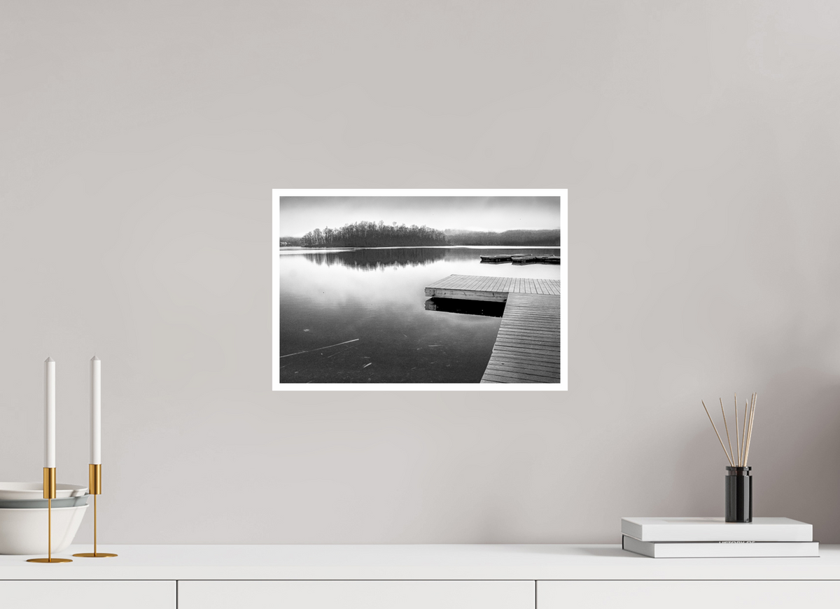 15 x 10″, PP Ilford BW Border Round Lake Foggy Day-4